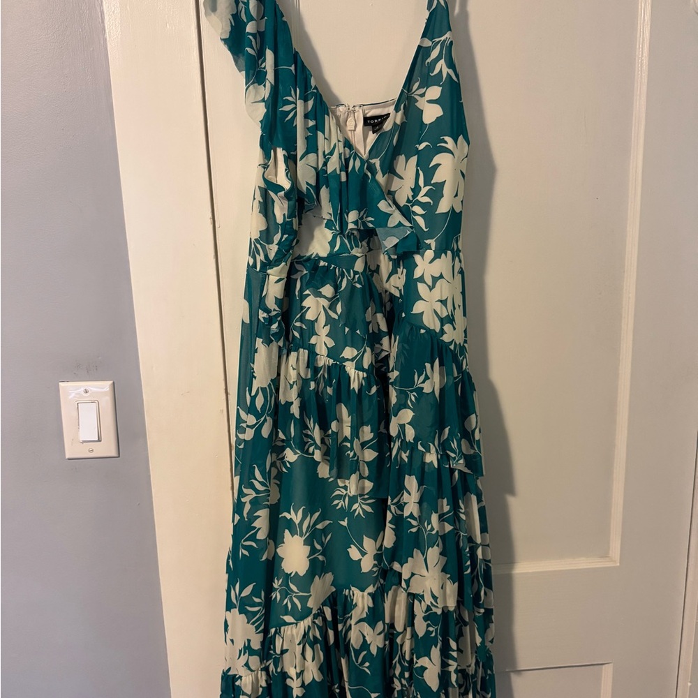 Torrid asymmetrical Floral Teal Dress